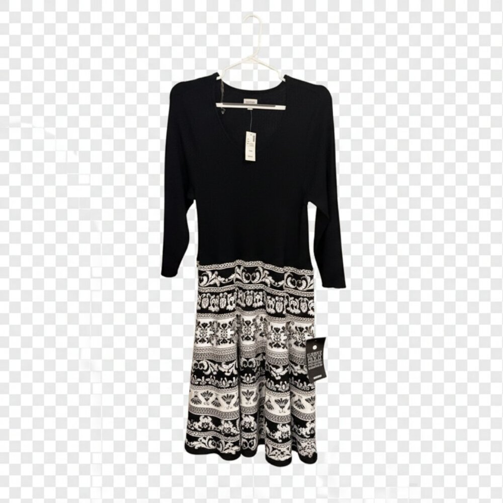 Black and White Long Sleeve Dress fit and flare